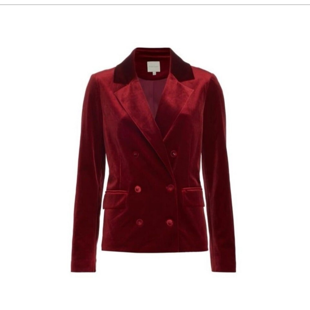 Favorite Daughter Amore Velvet Blazer Maroon Double Breasted Size 8 New